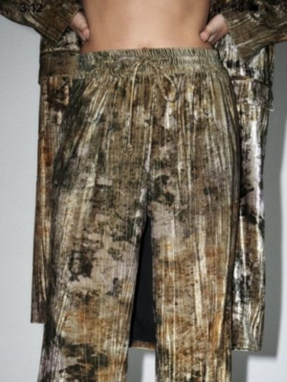 Zara Tie-Dye Velvet Wide Leg Pants | Brown Bronze Abstract | NWOT | M